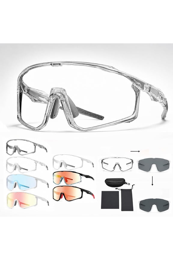 UV400 Photochromic Polarized Safety Glasses, Impact Resistant Outdoor Sports & Work Eyewear, Cycling Glasses