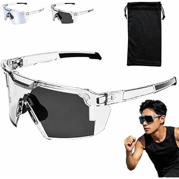 UV400 Photochromic Polarized Safety Glasses - Impact Resistant Pc Lens Transition Sunglasses for Sports & Work