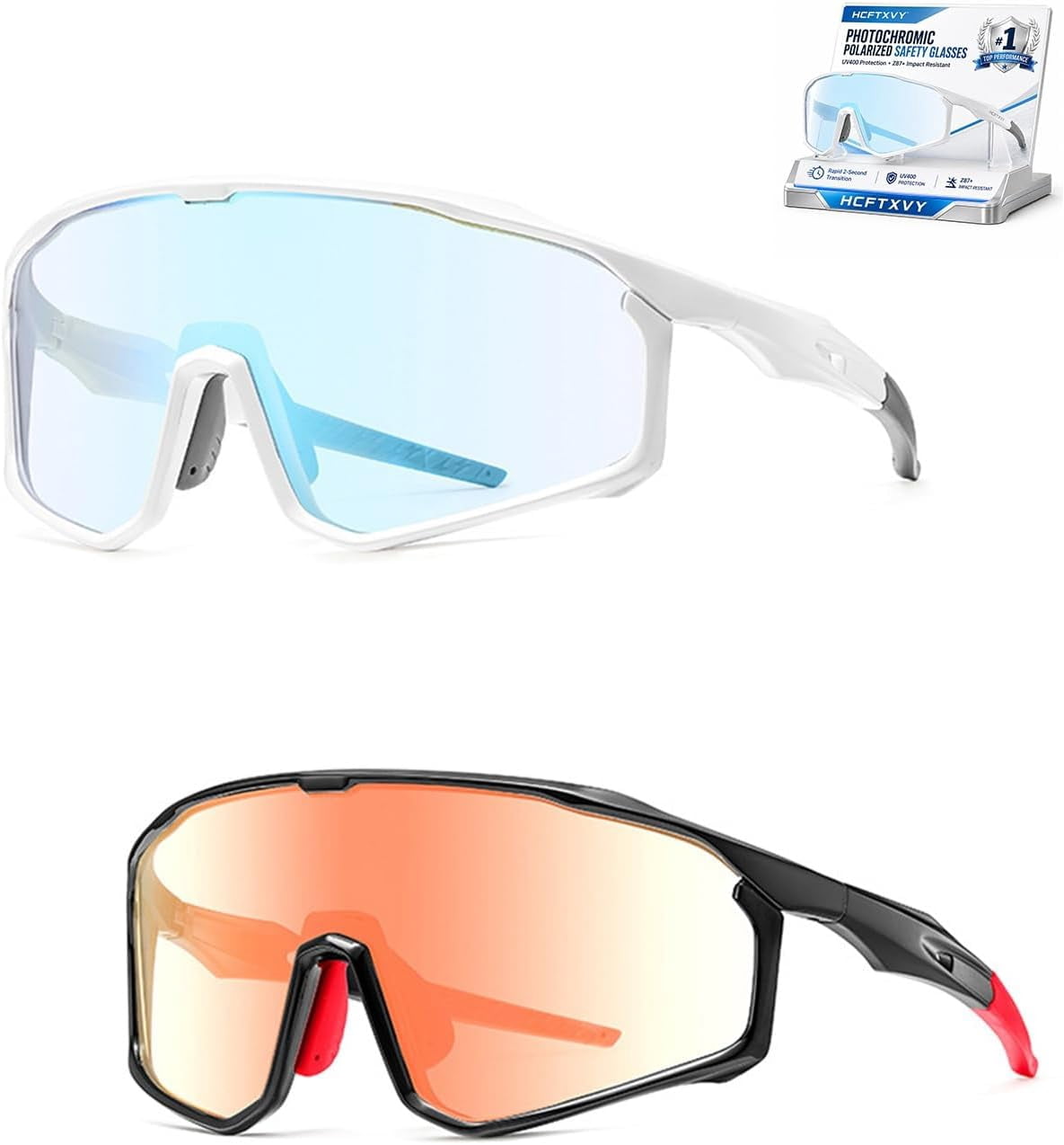 UV400 Polarized Photochromic Safety Glasses, PC Lens Impact Resistant ...