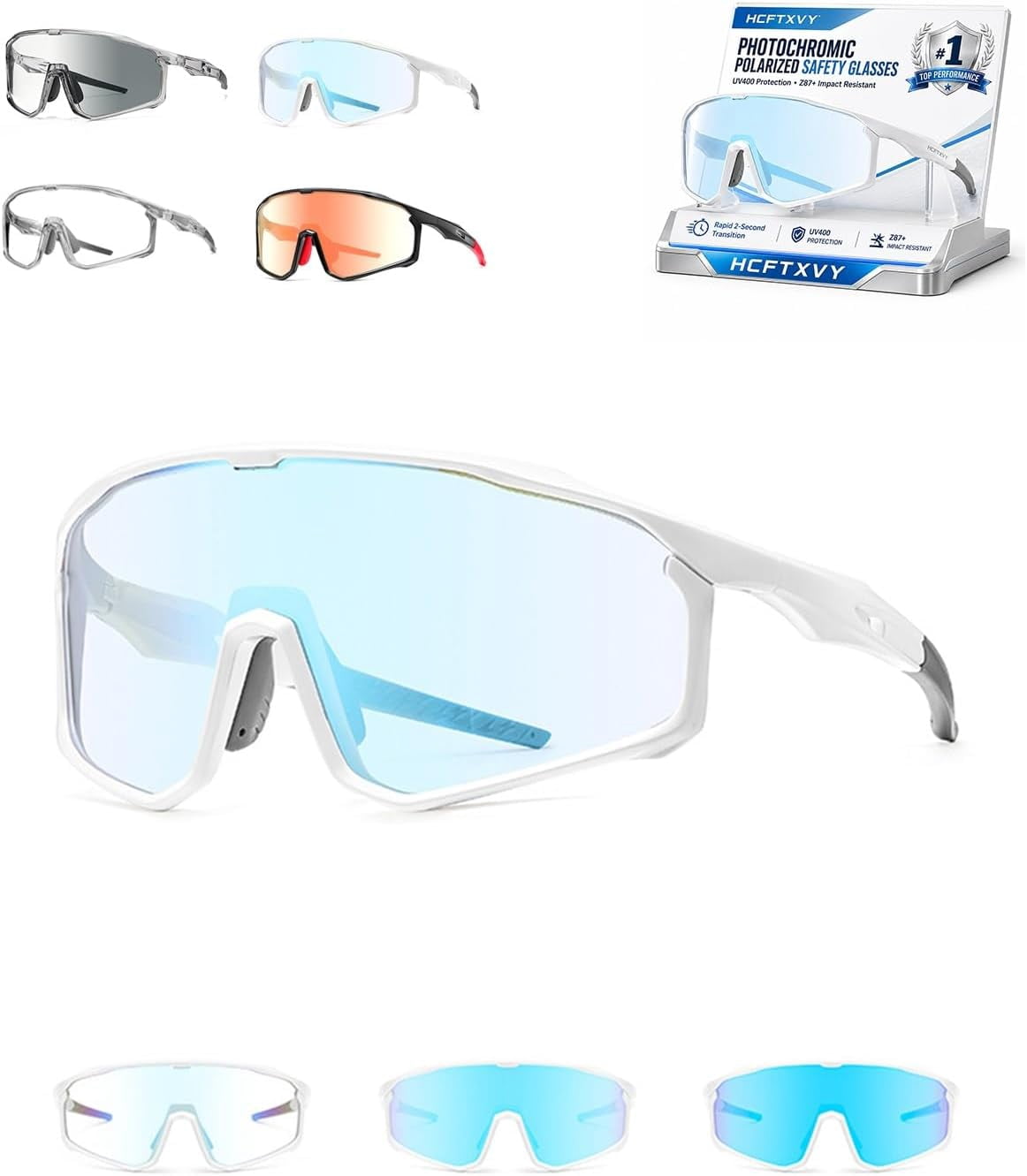 UV400 Polarized Photochromic Safety Glasses, PC Lens Impact Resistant ...