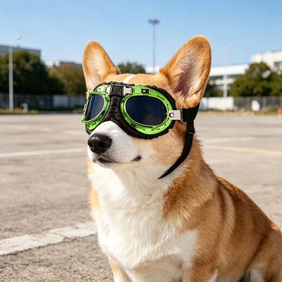 UV400 Protection Dog Goggles, Windproof Anti-Dust Pet Sunglasses with Adjustable Elastic Strap, Scratch-Resistant Eye Protection Glasses for Small Medium Dogs Outdoor Cycling Beach Trips