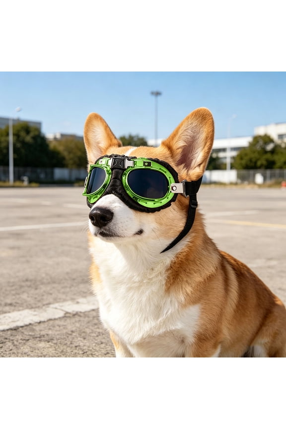 UV400 Protection Dog Goggles, Windproof Anti-Dust Pet Sunglasses with Adjustable Elastic Strap, Scratch-Resistant Eye Protection Glasses for Small Medium Dogs Outdoor Cycling Beach Trips
