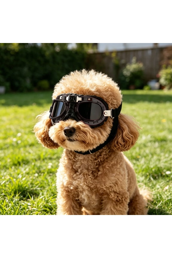 UV400 Protection Dog Goggles, Windproof Anti-Dust Pet Sunglasses with Adjustable Elastic Strap, Scratch-Resistant Eye Protection Glasses for Small Medium Dogs Outdoor Cycling Beach Trips