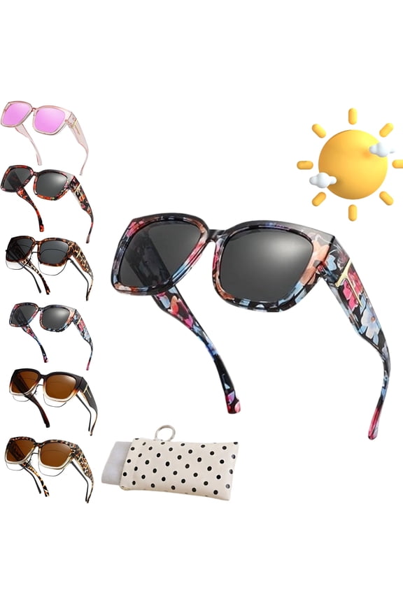 UV400 Protection Polarized Fit Over Sunglasses for Men Women, UV400 Protection Floral Frame Wear Over Glasses