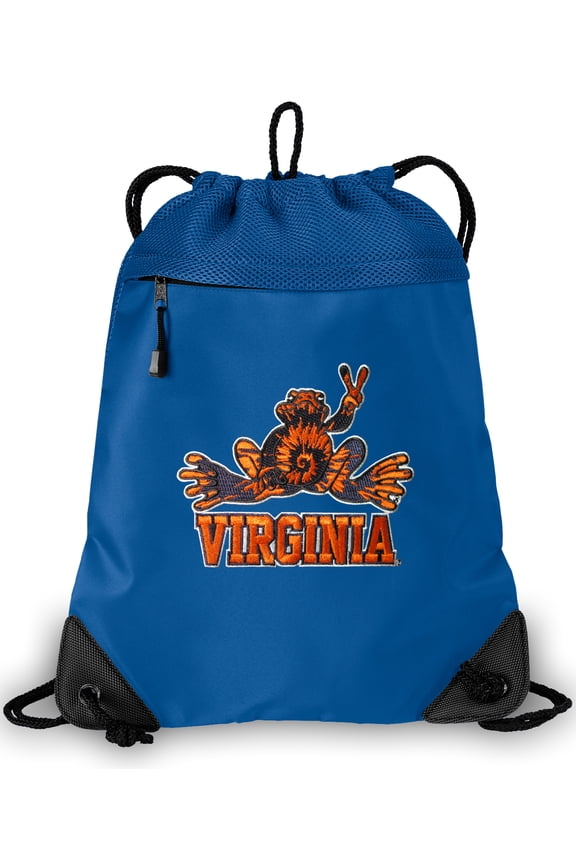 UVA Peace Frog Cinch Backpack OFFICIAL University of Virginia Peace Frogs Drawstring Bag String Pack Mesh & Microfiber - Two Sections