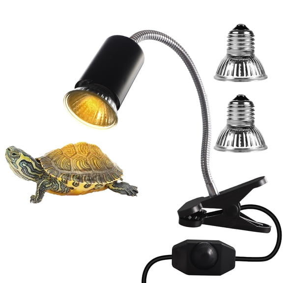 UVA UVB Tortoise Heat Lamp 25W+50W Clamp-on Reptile Aquarium Heat Bulb Black