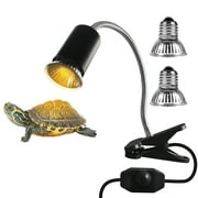 UVA UVB Tortoise Heat Lamp 25W+50W Clamp-on Reptile Aquarium Heat Bulb Black
