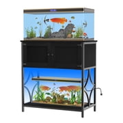 UVANIOHOM 20-29 Gallon Fish Tank Stand, 330 lbs, Power Outlets, RGB LED & Storage Cabinet, Black