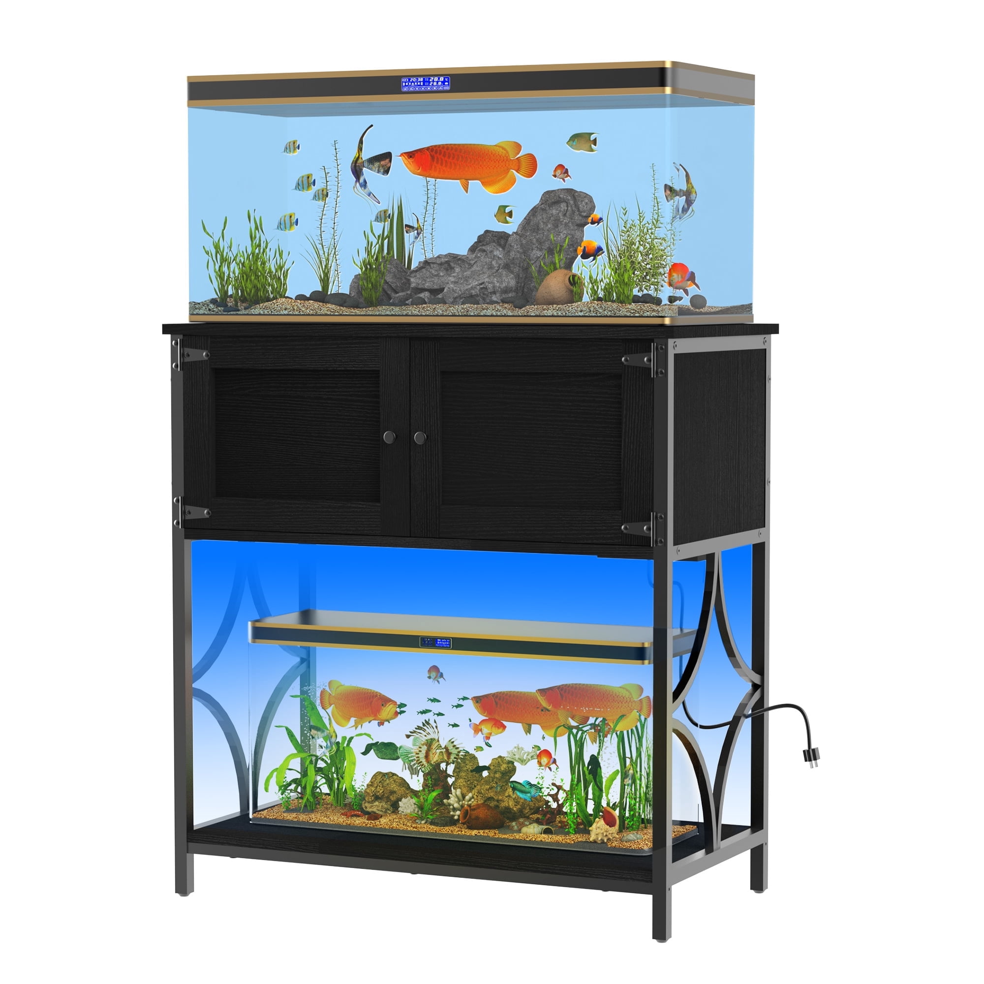 UVANIOHOM 20-29 Gallon Aquarium Stand with Power Outlets & LED Light ...