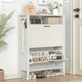 thumbnail image 1 of UVANIOHOM 31.49’’W Narrow Shoe Storage Cabinet with 2 Flip Drawers & Open Storage, Freestanding for Entryway/Closet, White, 1 of 7