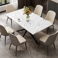 thumbnail image 1 of 63"-78.74" Extendable Dining Table for 6-10 People with Strong Metal Legs, Space Saving Expandable Table with Sintered Stone Faux Marble Tabletop for Restaurant, Conference, White, 1 of 9