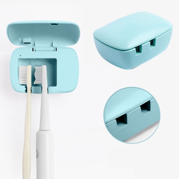 UVC Toothbrush Storage Rack Case - UV Sanitizer Cleaner Deodorizer for Travel Home - Portable UV Light Toothbrush Holder for Bathroom Counter - USB Rechargeable Electric Toothbrush Case for Oral Care