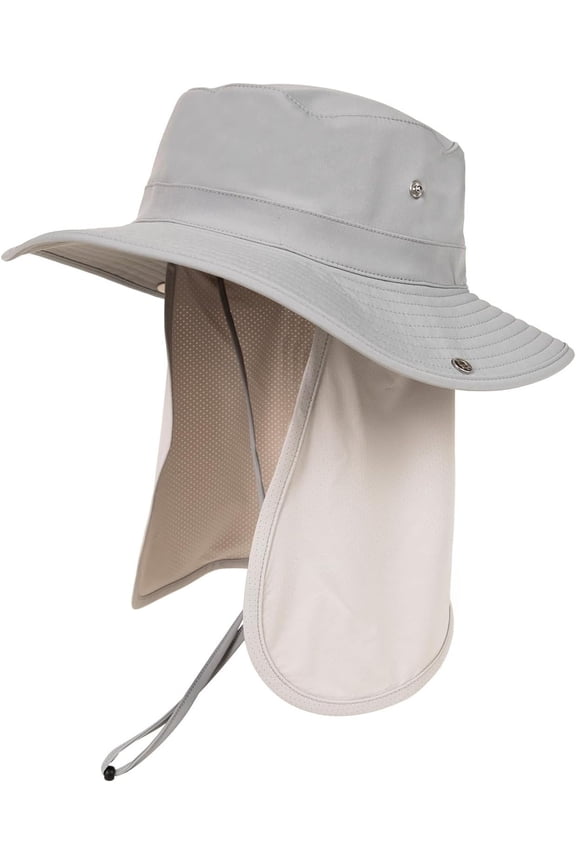 UVCoolix(TM) Cooling Sun Hat with Detachable Flap Unisex UPF 50 Wide Brim Bucket Hat for Hiking, Fishing & Big