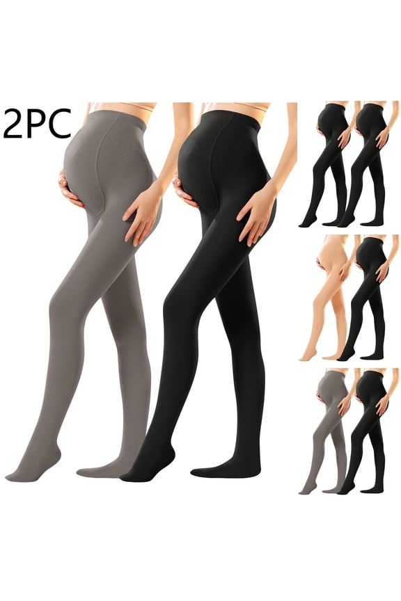 UVEASISHA 2 Pack Women's Fleece Maternity Leggings Over The Belly Yoga Pants Thermal Warm Workout Pregnancy Leggings Soft Stretchy High Waited Footed Tights Beige Free Size