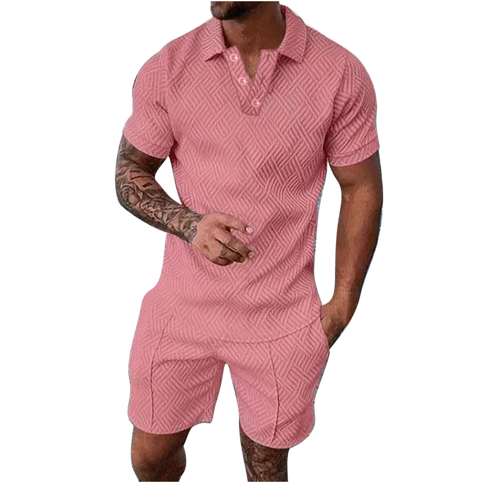 UVEASISHA 2 Piece Golf Outfit for Men,Men's 2 Piece Tracksuit Short ...