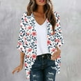 thumbnail image 1 of UVEASISHA 2025 Trendy Print Cardigan for Women 3/4 Sleeve Boho Casual Beach Cover Ups Loose Fit Summer Kimono Cardigans Multicolor#8 S, 1 of 4