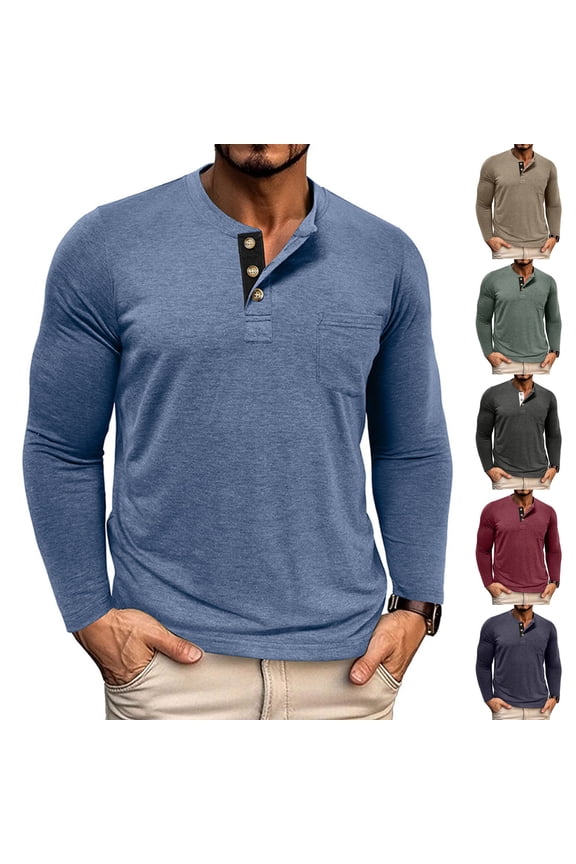 3 Button T Shirts for Men Long Sleeve Henley Shirt Solid Color Casual Business Work Tees Comfy Regular Fit Pullover Tops Army Green XL
