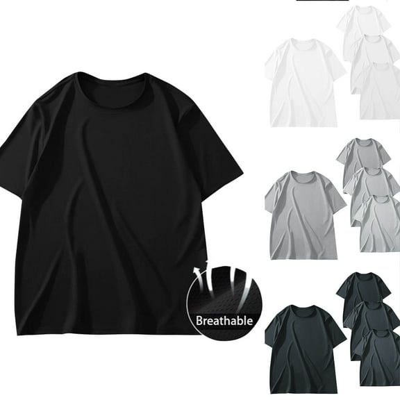 UVEASISHA 3 Pack Mens T Shirts Summer Short Sleeve Oversized Workout Tees Big and Tall Casual Crewneck Base Layer T-Shirt Black 4XL