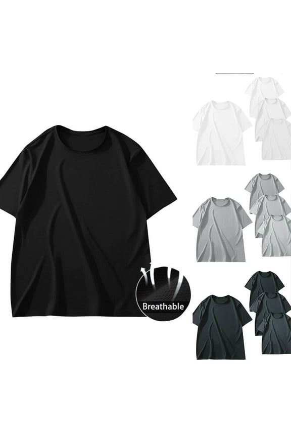 3 Pack Mens T Shirts Summer Short Sleeve Oversized Workout Tees Big and Tall Casual Crewneck Base Layer T-Shirt Funny Gifts White 5XL