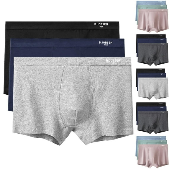 UVEASISHA 3PC Underwear for Men Cotton Boxer Briefs Low Rise Breathable Sporty Underpants Dark Gray 4XL
