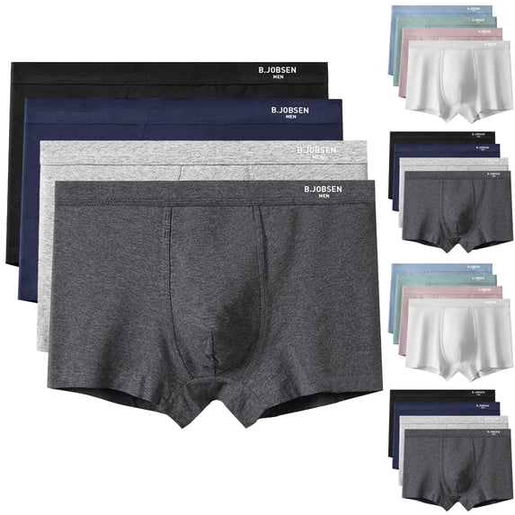UVEASISHA 4 Pack Men Boxer Briefs Cotton Soft Sporty Underwear Lightweight Breathable Panties Pink 4XL