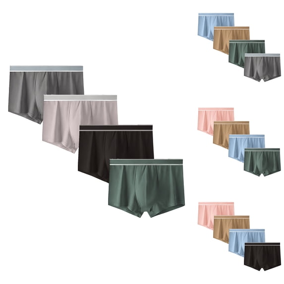 UVEASISHA 4PC Big and Tall Boxer Briefs for Men Breathable Cotton Underwear No Ride Up Waistband Underpants Soft Comfy Briefs Light Blue XXL