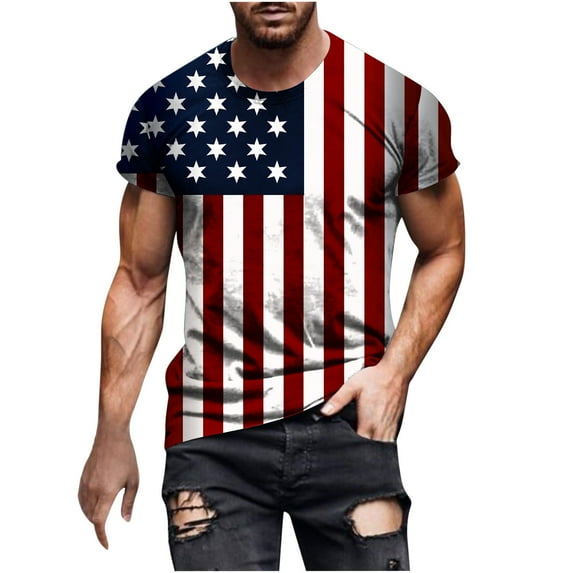 UVEASISHA 4th of July Shirts for Men,Mens Patriotic Tee Shirts Graphic July 4th T-Shirt Teens O-Neck Casual Short Sleeve America Flag Fourth of July Muscle Workout Tshirts 2025