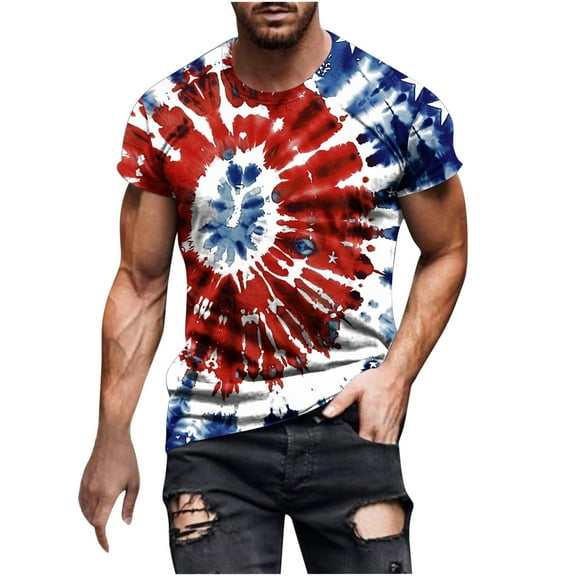 UVEASISHA 4th of July Tops for Men,Mens Patriotic Tee Shirts Graphic 4th of July T-Shirt Teens O-Neck Casual Short Sleeve America Flag Fourth of July Muscle Workout Tshirts 2025