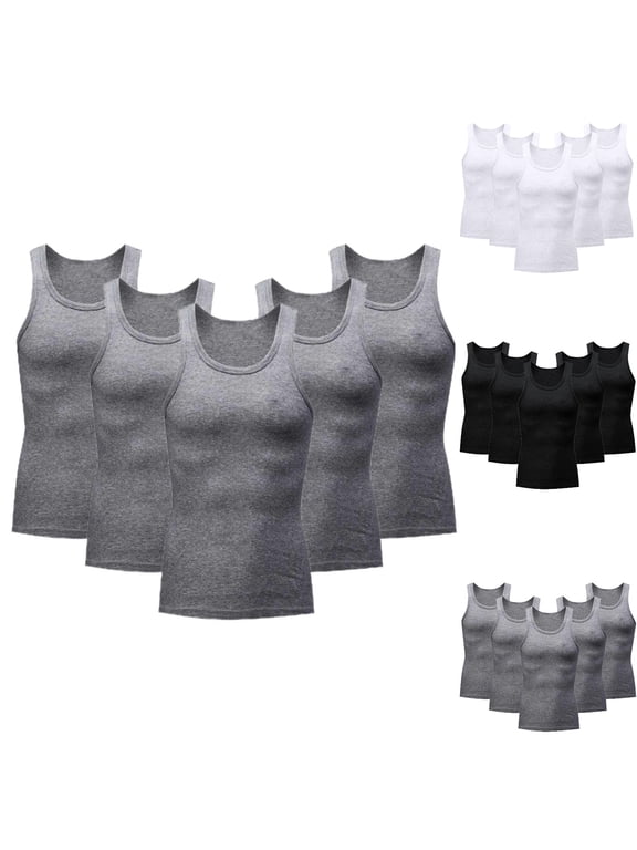 5 Pack Men's Slim Fit Athletic Tank Tops Sleeveless Casual Compression Workout Shirts Stretchy Muscle Fitness Tanks Summer Sales Black XL