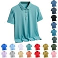 thumbnail image 1 of UVEASISHA Mens Golf Shirts Short Sleeve Button Up Collared T-Shirts Ice Silk Quick Dry Summer Tees Solid Color Casual Lightweight Tshirt Fashion Clothes Purple 5XL, 1 of 3