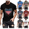 thumbnail image 1 of UVEASISHA American Flag Shirts Men Big and Tall 4th of July T Shirt Novelty Heart Print Patriotic Tshirt Independence Day Casual Crewneck Tees Blue M, 1 of 5