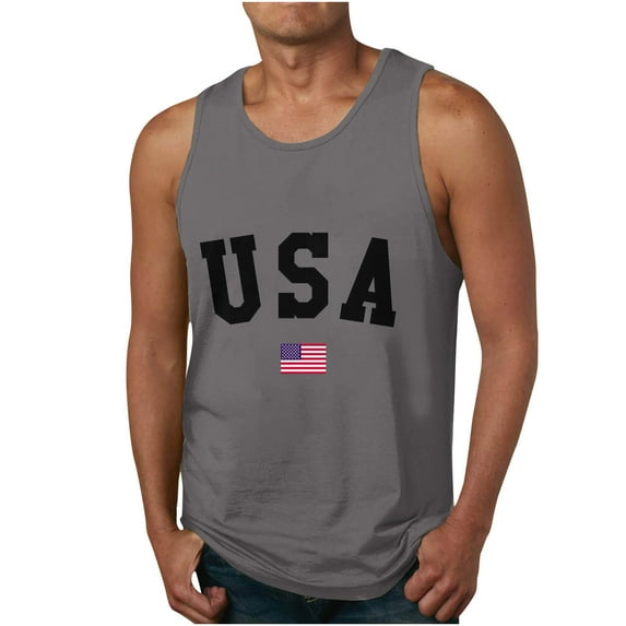 UVEASISHA American Flag Tank Top Men,Mens 4th of July Tank Top Shirts 1776 USA Patriotic T-Shirts 2025 Sleeveless Gym Workout Graphic Tee Shirt Dark Gray