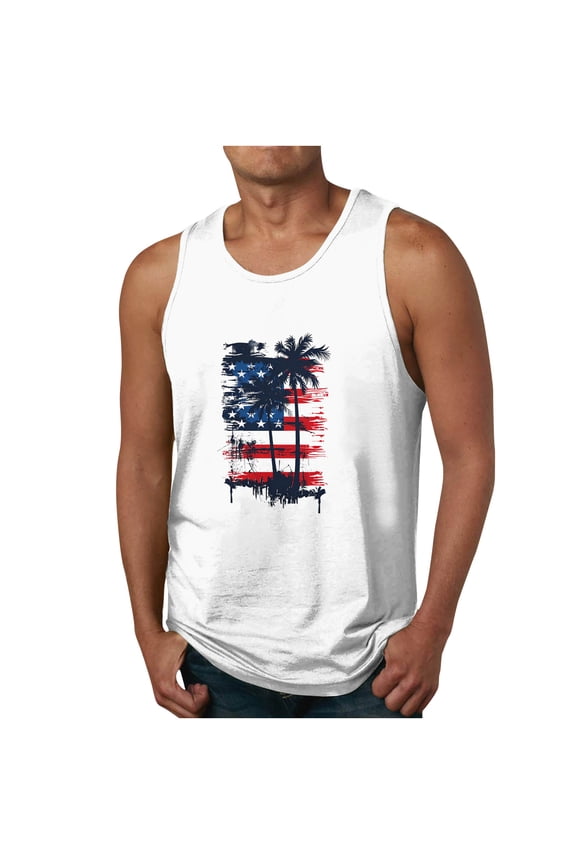 American Flag Tank Tops for Men 4th of July Shirts,Mens USA Flag Stars and Stripes Tank Tops Retro Muscle 1776 Sleeveless Shirt Summer Tank Tops for Men 2025 White