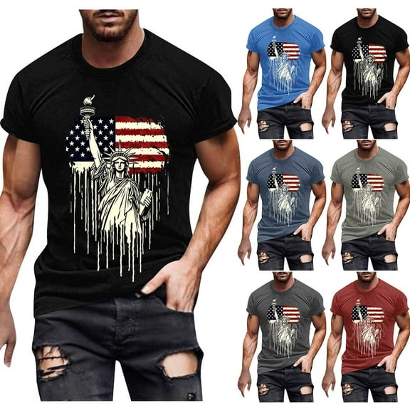 UVEASISHA American Flag Tshirts for Men Short Sleeve Religious Faith Patriotic T Shirts Lightweight Comfy Going Out Tops Gray XXL