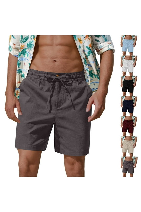 Athletic Shorts for Men with Pockets Casual Straight Leg Drawstring Waist Shorts Quick Dry Lightweight Hiking Gym Shorts Black XL