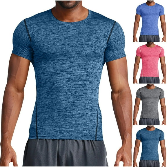 UVEASISHA Athletic Tshirt for Men Lightweight Comfy Gym Training T Shirt Quick Dry Breathable Summer Casual Tee Tops Navy L