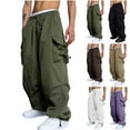 thumbnail image 1 of UVEASISHA Baggy Cargo Pants for Men,Mens Lightweight Casual Wide Leg Drawstring Hiking Pants Relaxed Fit Workout Joggers Sweatpants Tactical Pants with Multi Pockets Sales Today, 1 of 9