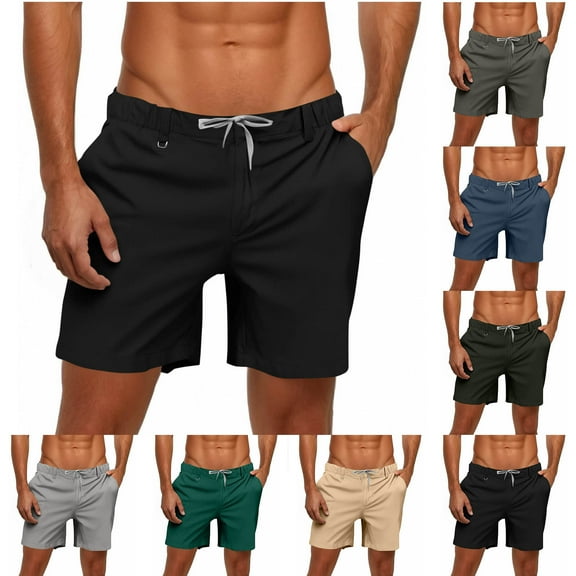 UVEASISHA Bermuda Shorts with Pockets for Men Waffle Knit Drawstring Shorts Summer Casual Golf Short Pants Green XL