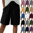 thumbnail image 1 of UVEASISHA Bermuda Shorts with Pockets for Women Knee Length Elastic Waist Drawstring Shorts Loose Casual Wide Leg Beach Shorts White XXL, 1 of 10