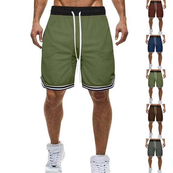 UVEASISHA Big and Tall Athletic Shorts for Men Striped Casual Basketball Shorts Stretch Waist Drawstring Gym Shorts Breathable Running Workout ShortsWine XL