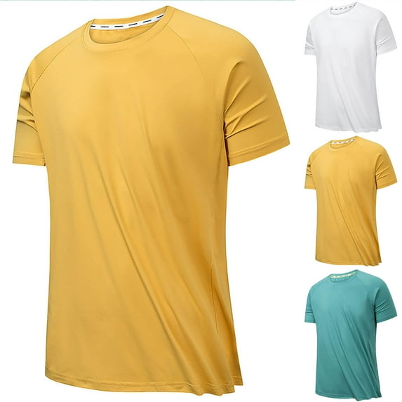 UVEASISHA Big and Tall Casual T-Shirts for Men Loose Crewneck Active Quick Dry Tees Short Sleeve Casual Running Athletic T Shirt Mens Solid Color Tee Tops