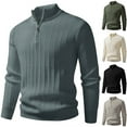 thumbnail image 1 of UVEASISHA Big and Tall Golf Shirts for Men Quarter Zip Pullover Sweaters Fall Long Sleeve Stand Collar Textured Sweater Solid Color Knit Jumper Black 4XL, 1 of 6