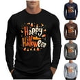 thumbnail image 1 of UVEASISHA Big and Tall Halloween Graphic Tees for Men Novelty Letter Print Long Sleeve T-Shirts Holiday Casual Crewneck Pullover Tops Birthday Gifts Dark Gray XXL, 1 of 6