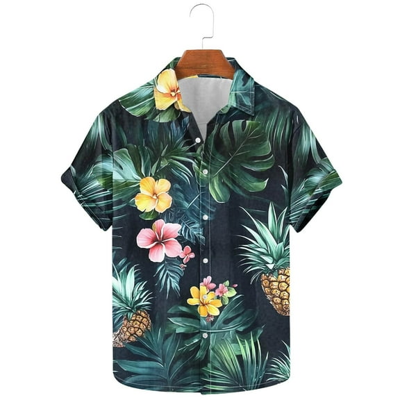 UVEASISHA Big and Tall Hawaiian Shirt for Men Tropical Palm Tree Printed Button Down Shirts Summer Short Sleeve Casual Holiday Beach Tops Todays Clearance Sales Multicolor 5XL