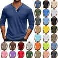 thumbnail image 1 of UVEASISHA Big and Tall Henley Shirts for Men Button Up V Neck Long Sleeve Tee Shirt Fall Casual Regular Fit T-Shirts Solid Color Workout Tops Khaki 4XL, 1 of 7