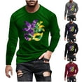 thumbnail image 1 of UVEASISHA Big and Tall Mardi Gras Shirts for Men Long Sleeve Mask Print Graphic Tees Holiday Casual Slim Fit Workout Shirt Stretchy Gym Muscle Tee Gray 3XL, 1 of 6