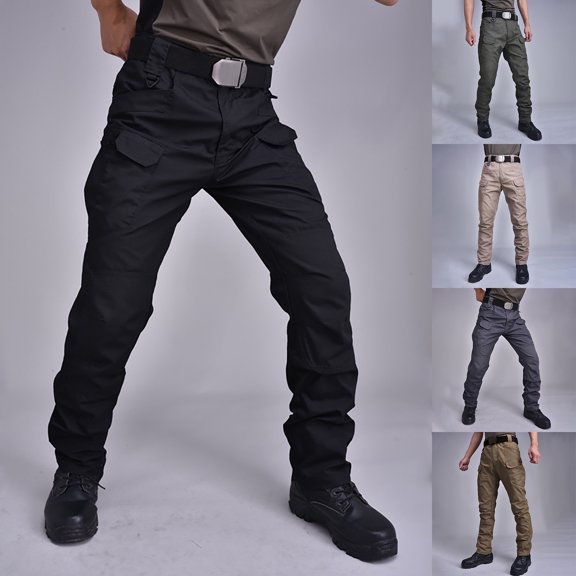 UVEASISHA Big and Tall Men Tactical Pants,Cargo Pants for Men Cool Military Pants Outdoor Lightweight Ripstop Hiking Cargo Pants with Multi Pockets Spring Sales,Black,5XL