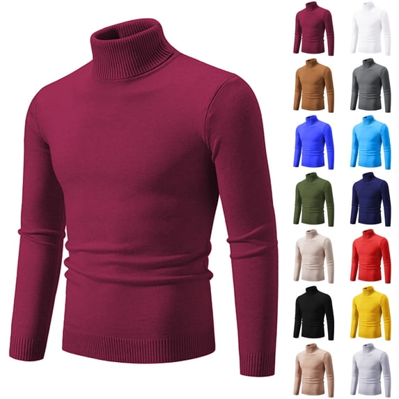 UVEASISHA Big and Tall Men Turtleneck Sweater Business Casual Dress Pullover Sweaters Stretch Slim Fit Knitted Shirt Ribbed Knit Soft Basic Tees Beige L