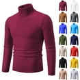 thumbnail image 1 of UVEASISHA Big and Tall Men Turtleneck Sweater Business Casual Dress Pullover Sweaters Stretch Slim Fit Knitted Shirt Ribbed Knit Soft Basic Tees Red 5XL, 1 of 3