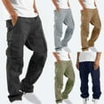 thumbnail image 1 of UVEASISHA Big and Tall Men's Hiking Pants,Mens Drawstring Cargo Pants Relaxed Fit Straight Leg Cargo Pant Solid Color Casual Outdoor Fishing Pant Todays Sales Today, 1 of 10